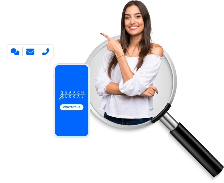 Woman pointing to her right