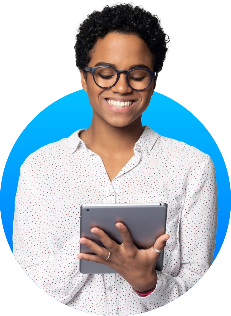 Woman working on an ipad