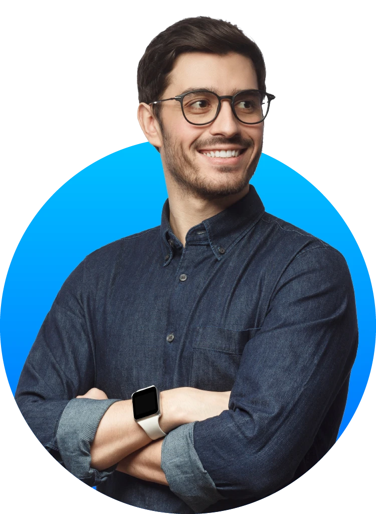 Man looking over his left shoulder